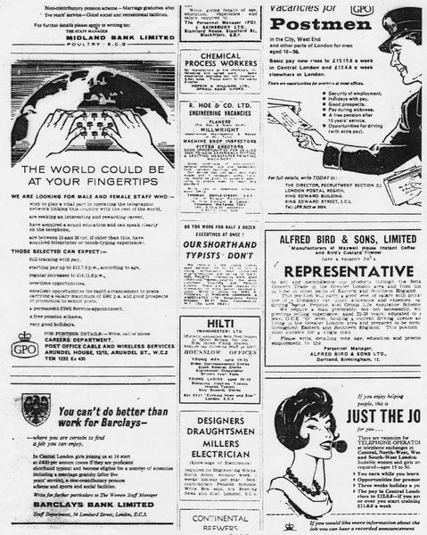 1962 Evening News jobs page WCBAYF